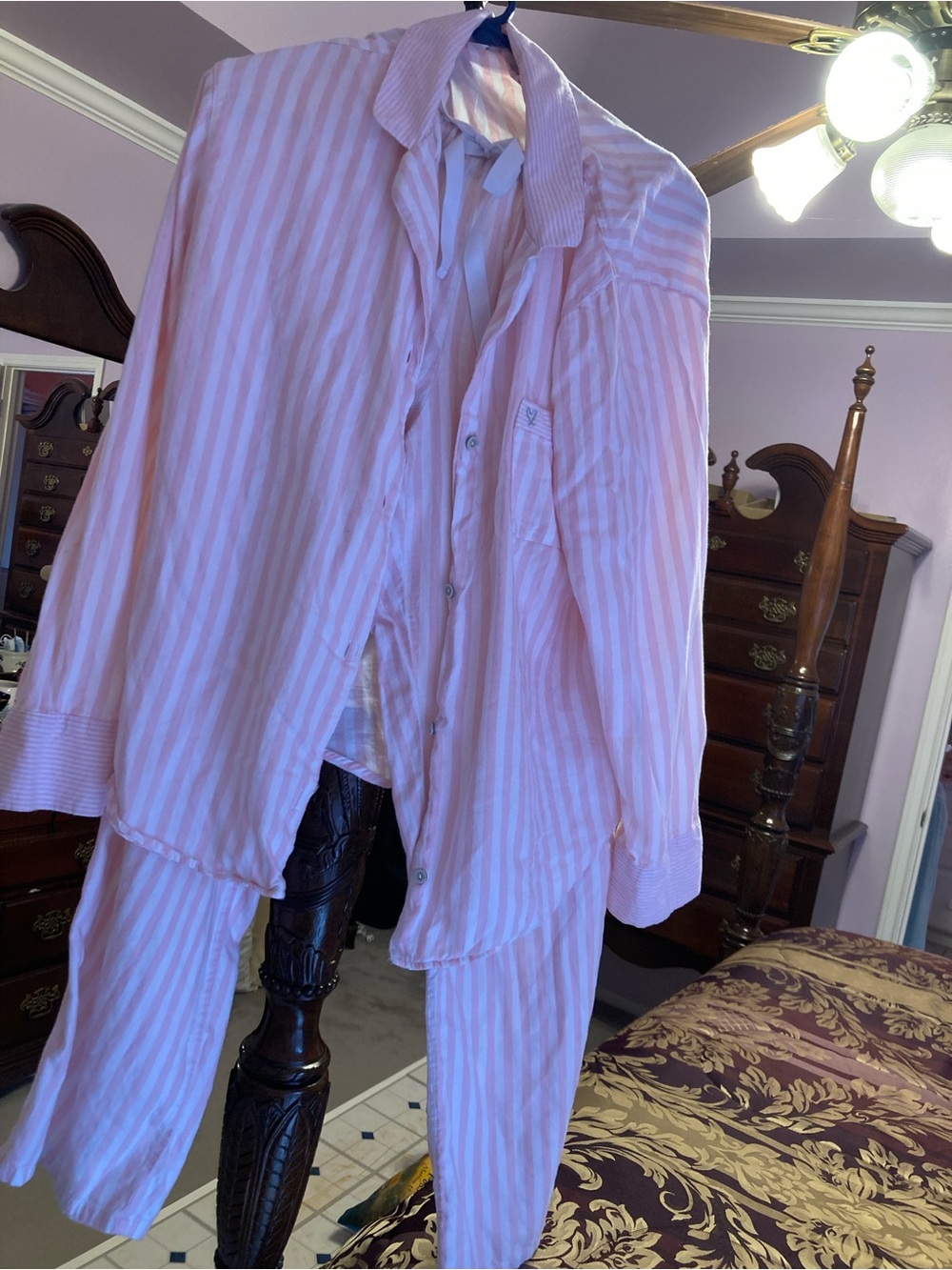 Victoria's Secret Pink and White Striped Pajama Set